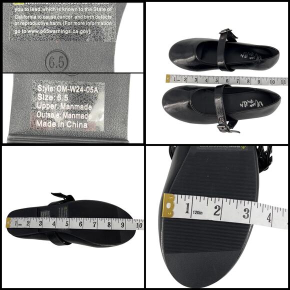 Olivia Miller Mary Jane Ballet Flats Unembellished Style 6.5 Glossy Black Crinkl - Picture 14 of 15